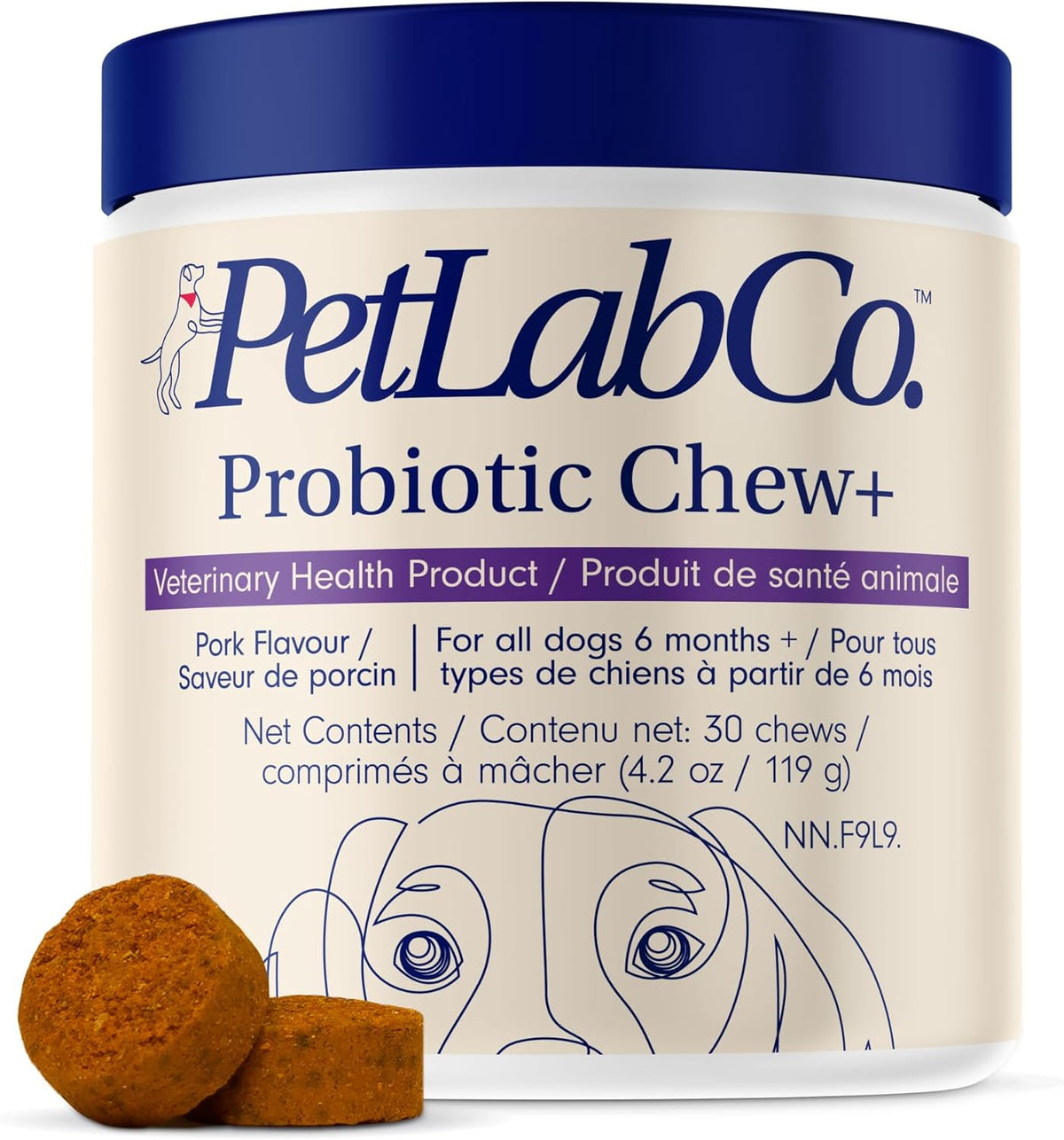 PetLab Co. Probiotic Chew+ for Dogs – Pork Flavor Digestive Support, 30 Chews