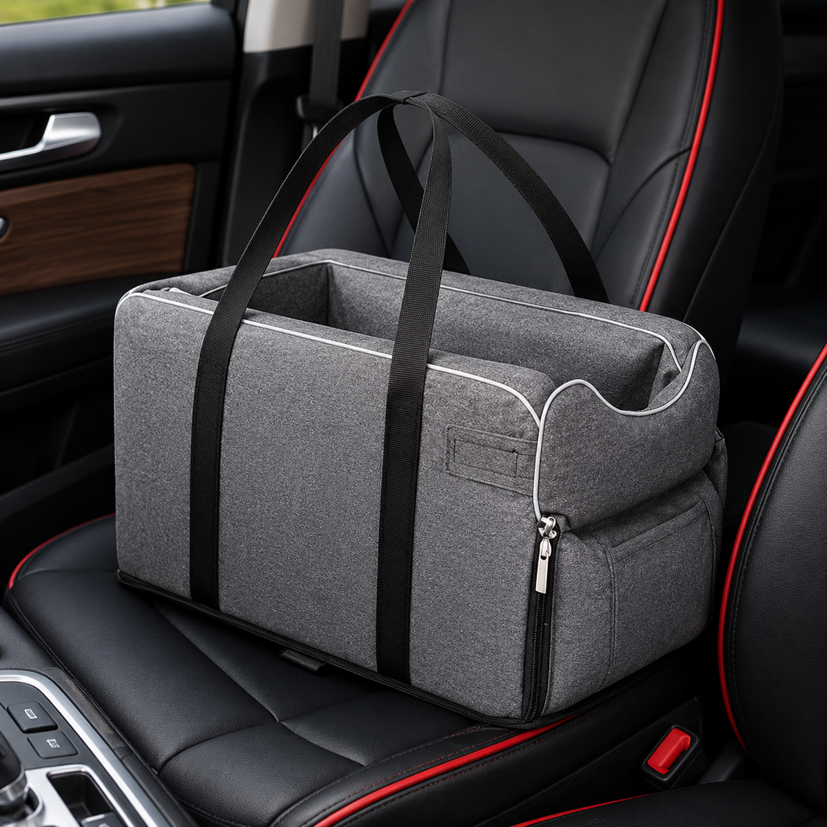 Car Console Pet Seat & Travel Carrier for Small Dogs & Cats