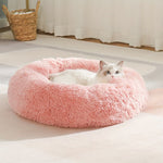 Donut Cat Bed – Calming Plush Round Cat Bed for Indoor Cats All Seasons
