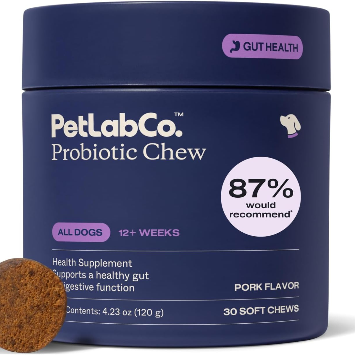 PetLab Co. Probiotic Chews for Dogs – Gut Health Supplement 30 Count