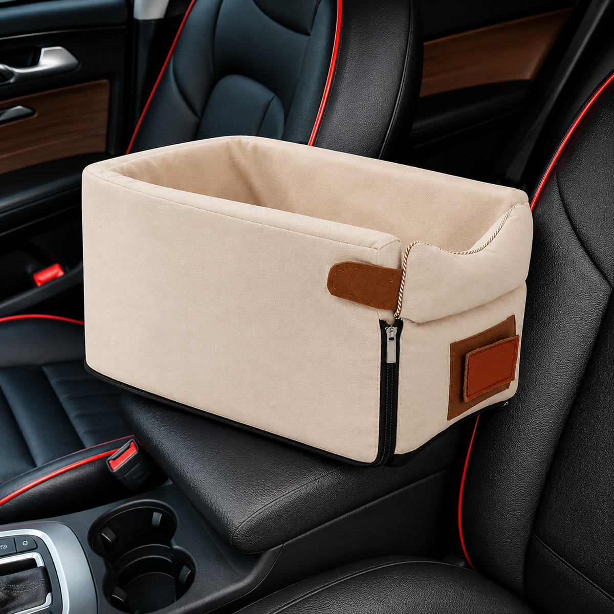 Car console pet seat and travel carrier for small dogs and cats, image 3 of 11