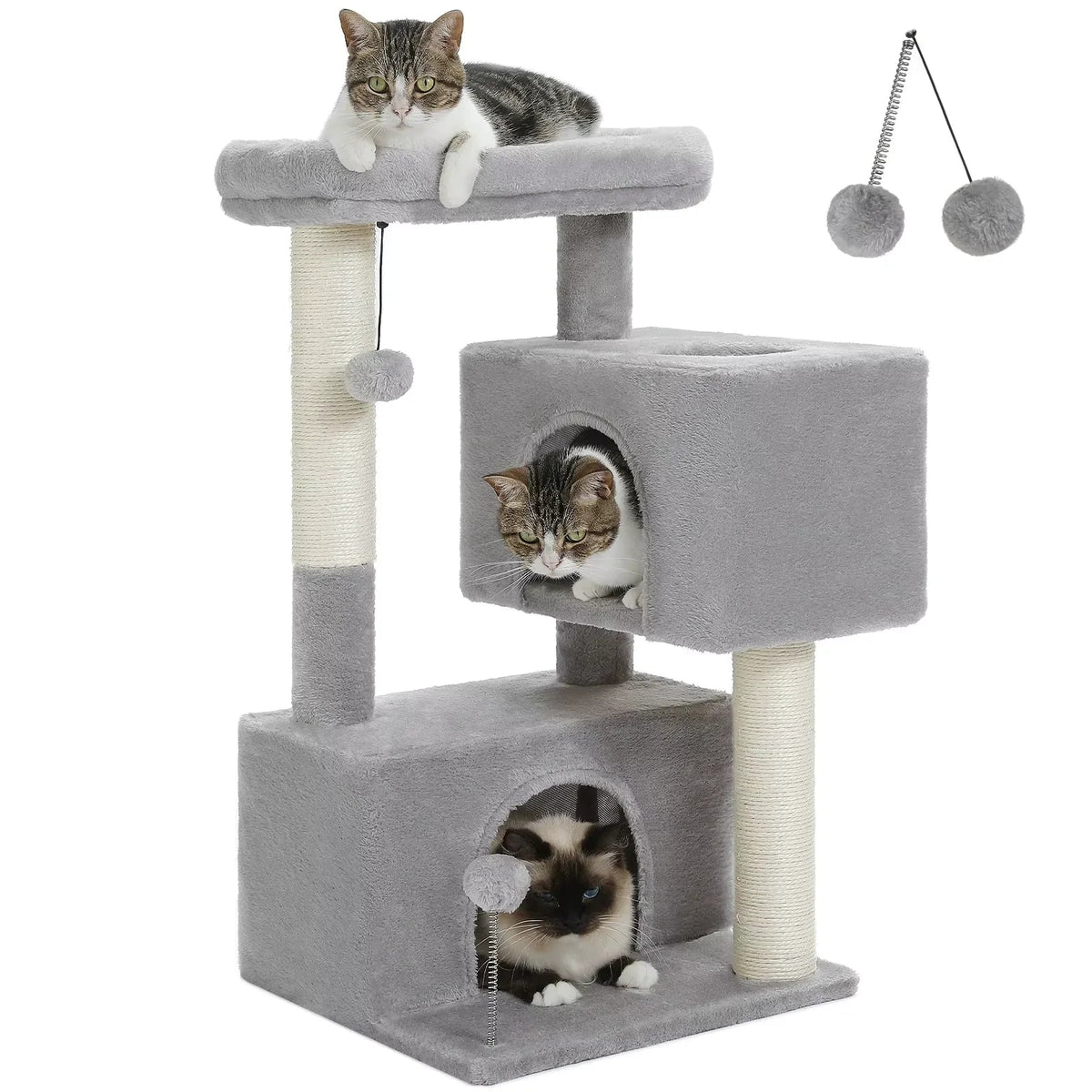 Cat tree for large cats with scratching posts and perch