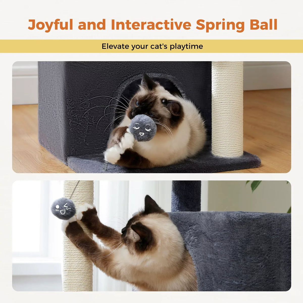 Cat tree for large cats with scratching posts and perch, image 6 of 10