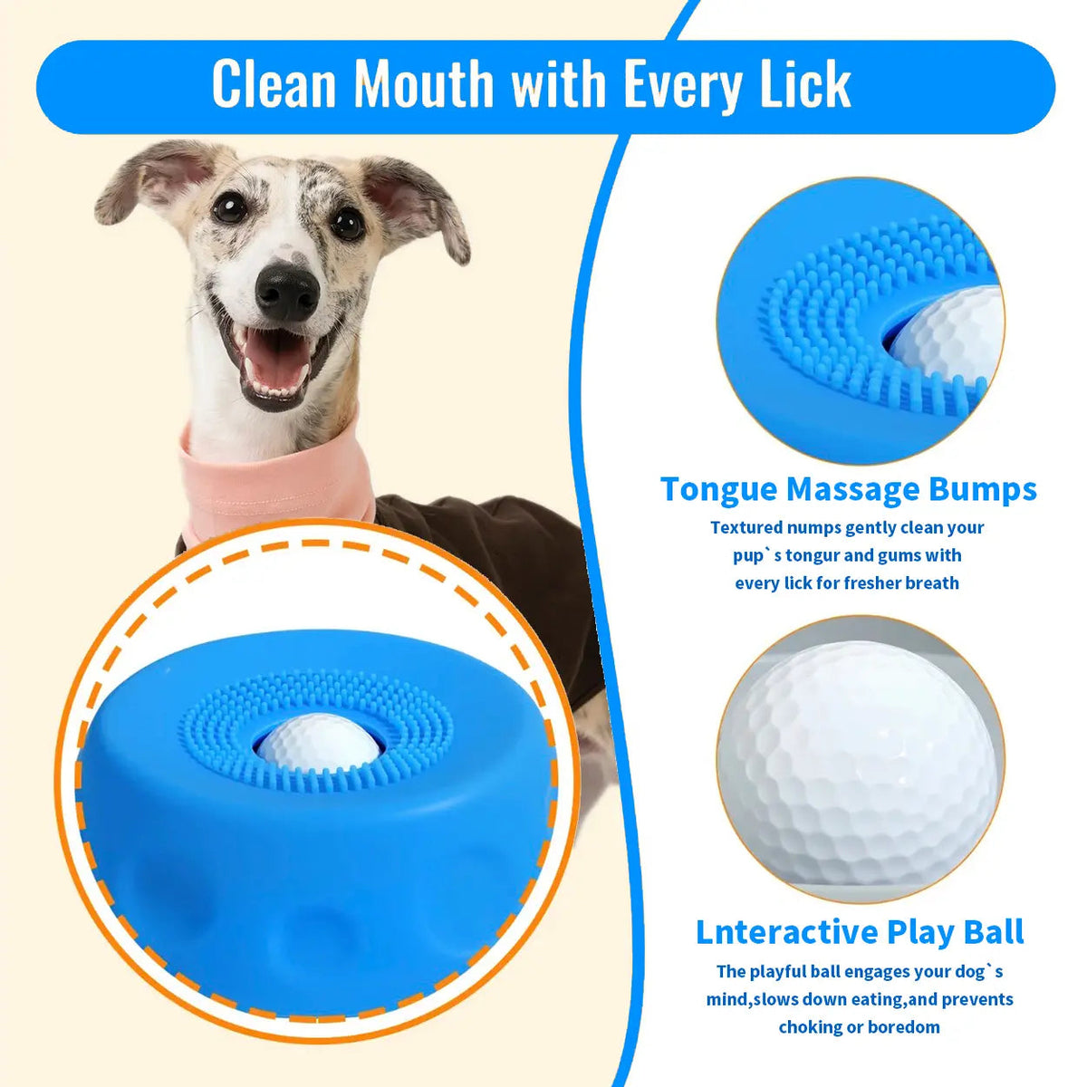 Dog slow feeder bowl with rolling ball and lick bowl, image 5 of 13