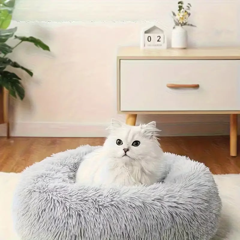 Plush round donut cat bed, image 12 of 12
