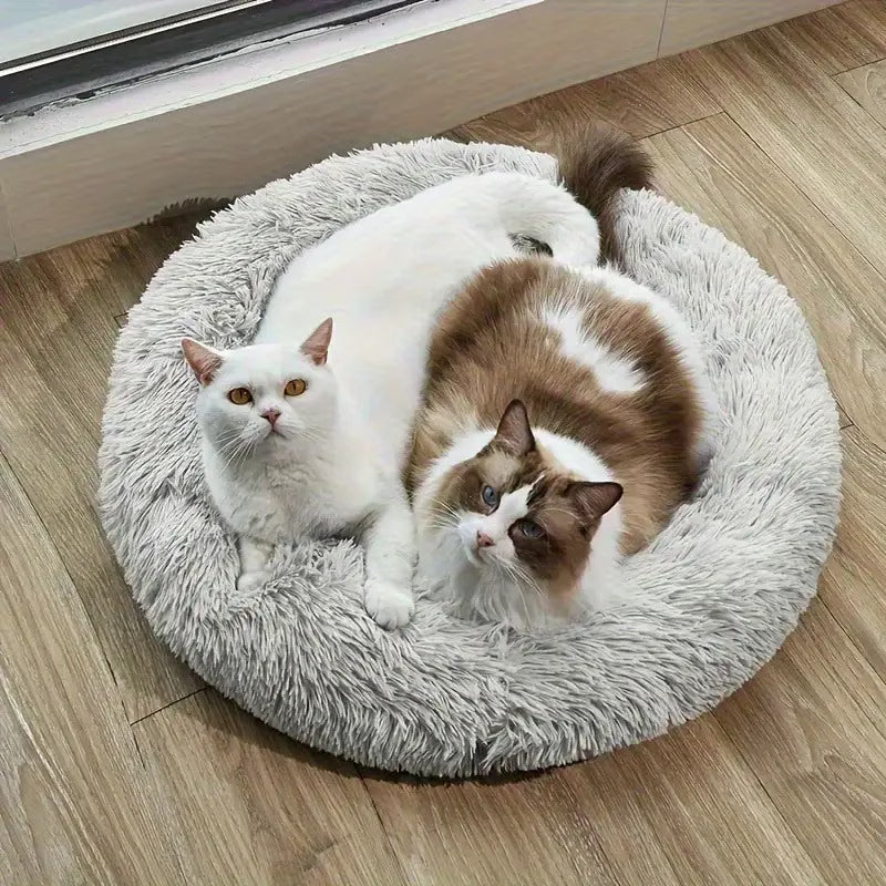 Plush round donut cat bed, image 8 of 12