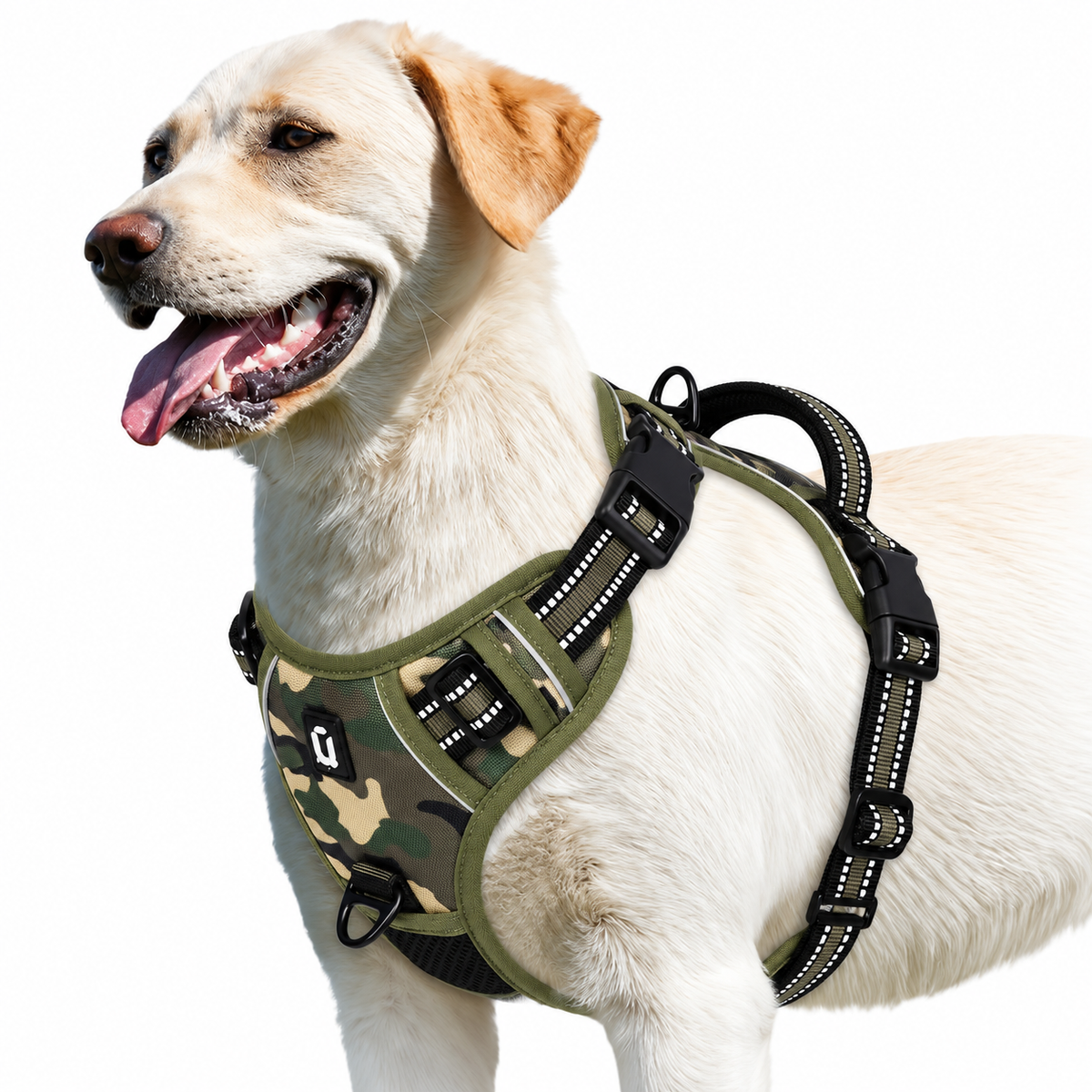 No pull dog harness in army green camo