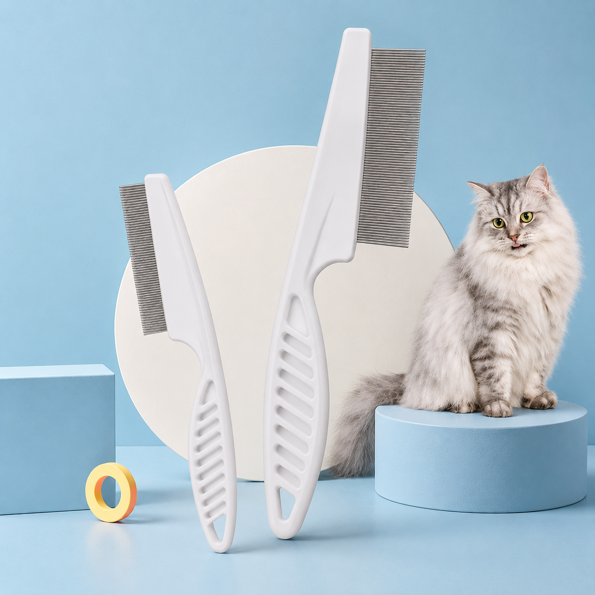 Flea Comb for Dogs & Cats - Stainless Steel Grooming Comb 2pk