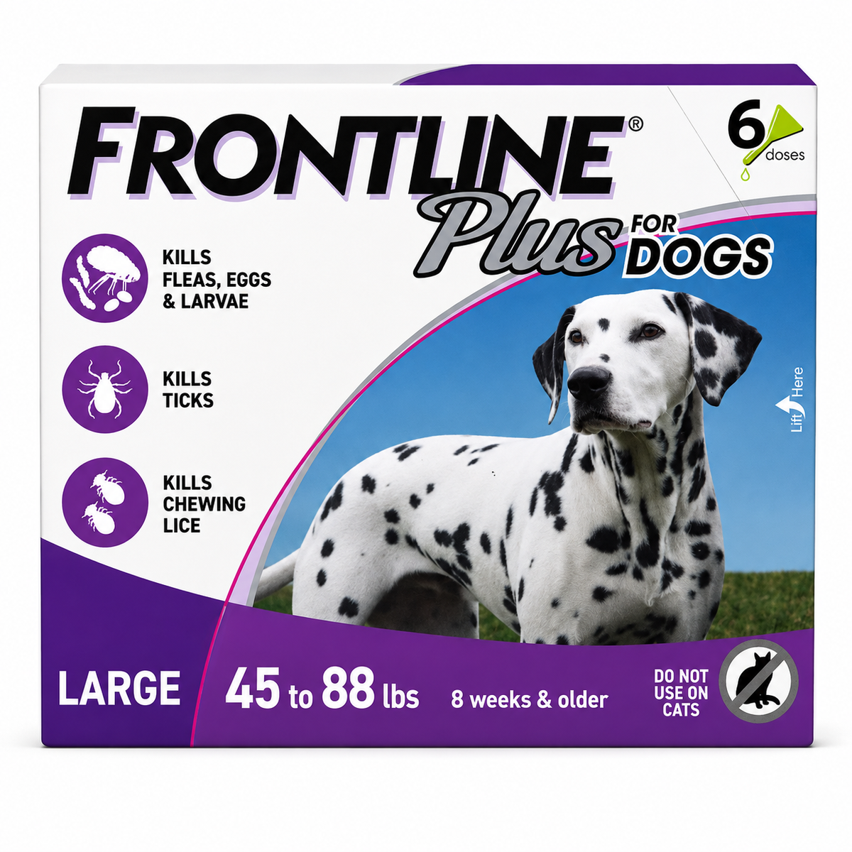 Frontline Plus flea and tick treatment for large dogs 45-88 lbs box