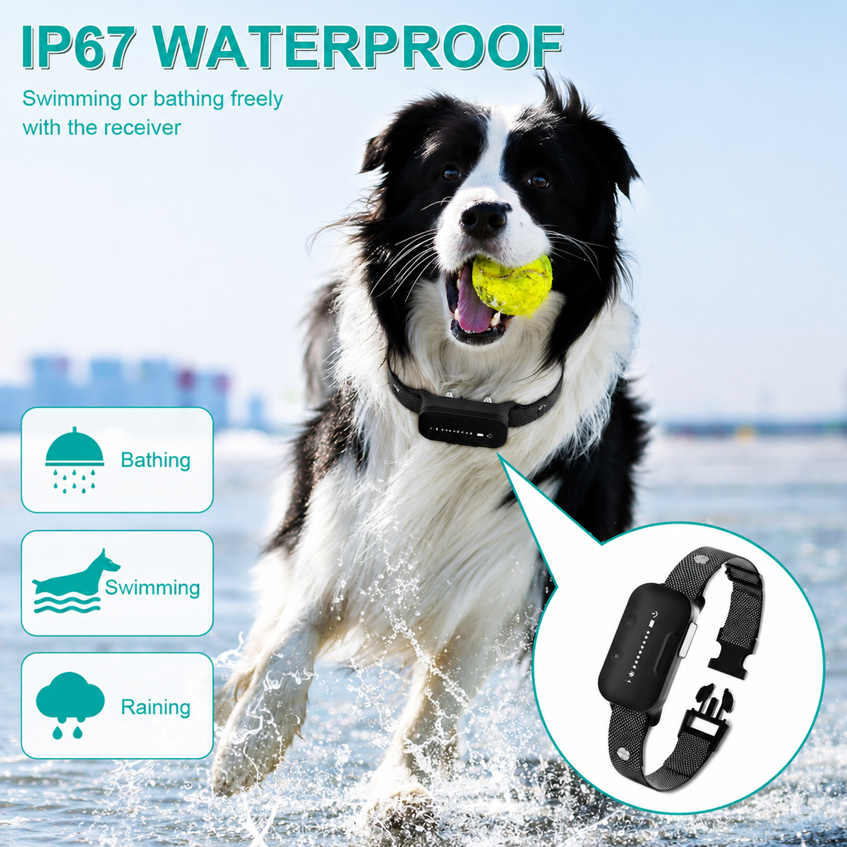 GPS smart bark control training collar, IP67 waterproof, image 6 of 7