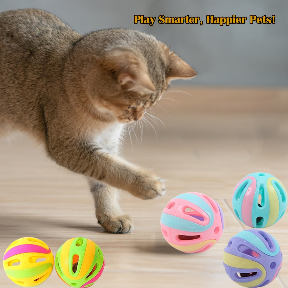 Interactive bell cat toy balls, bite-resistant pack, image 10 of 10