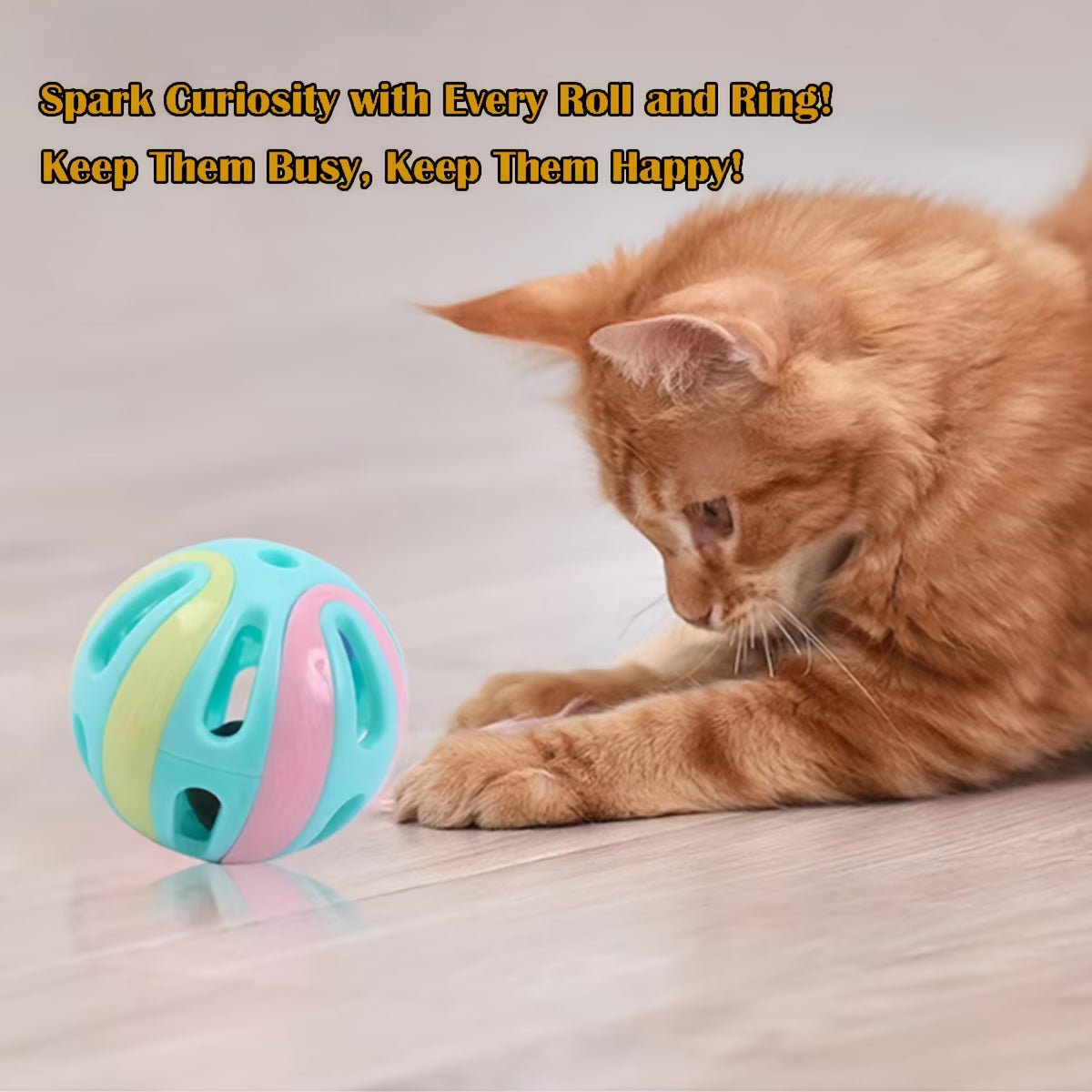 Interactive bell cat toy balls, bite-resistant pack, image 3 of 10