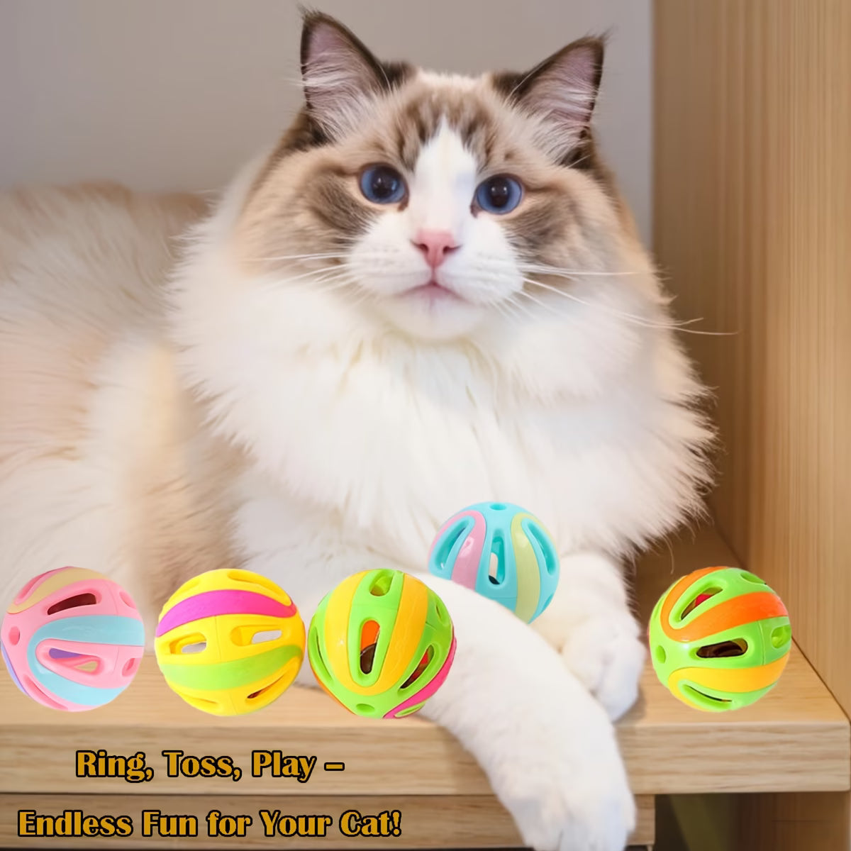 Interactive bell cat toy balls, bite-resistant pack, image 5 of 10