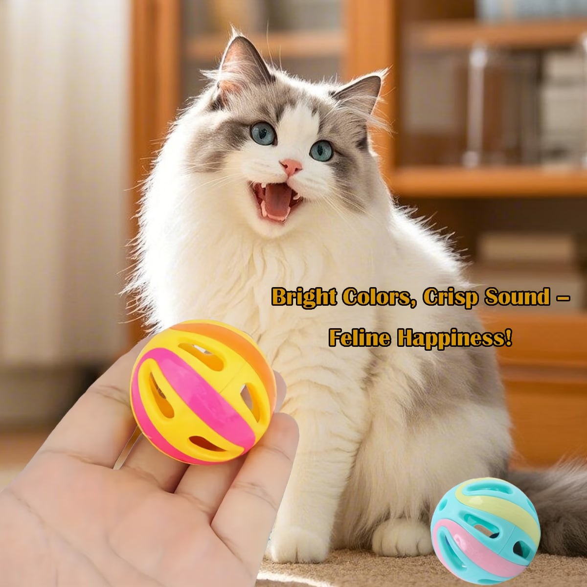 Interactive bell cat toy balls, bite-resistant pack, image 9 of 10