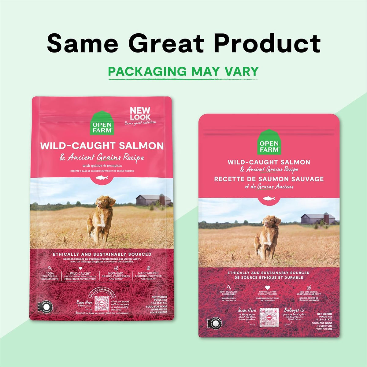 Open Farm wild-caught salmon and ancient grains dry dog food, 4 lb, image 2 of 8