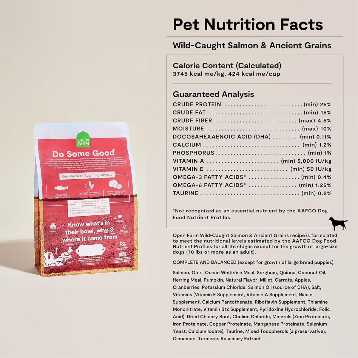 Open Farm wild-caught salmon and ancient grains dry dog food, 4 lb, image 4 of 8