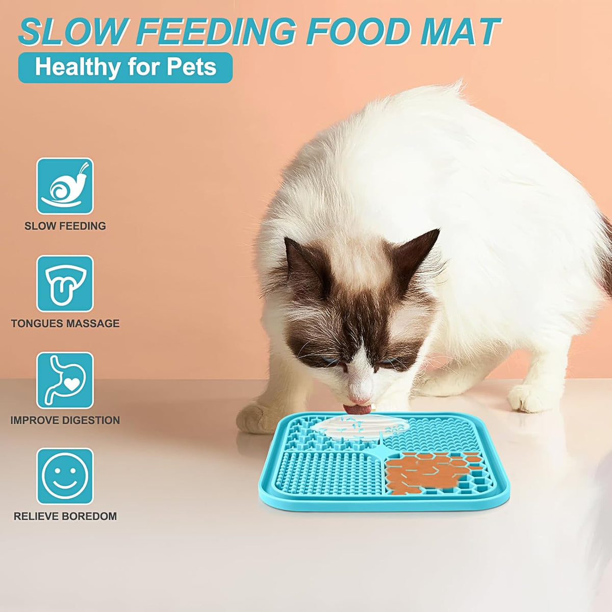 Silicone pet lick mat slow feeder with suction cups, image 6 of 18
