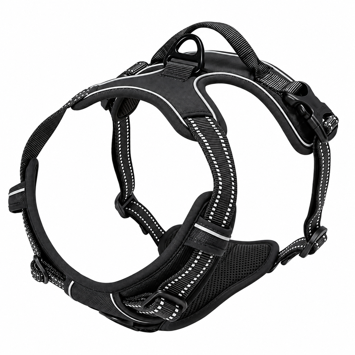 Reflective no pull dog harness in black