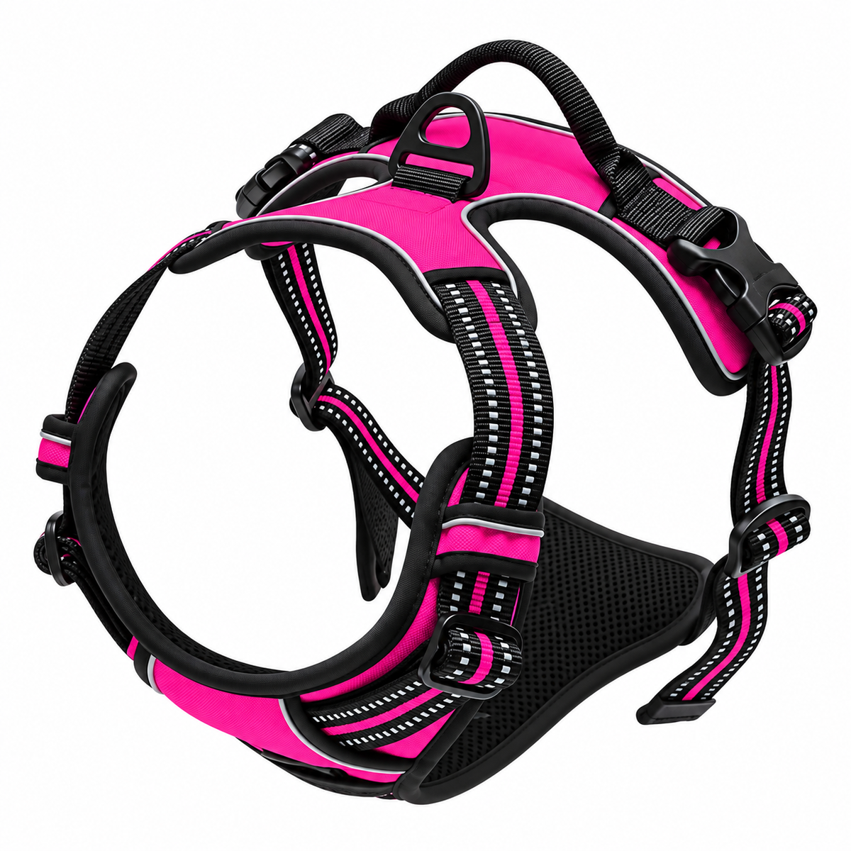 Reflective no pull dog harness in light red