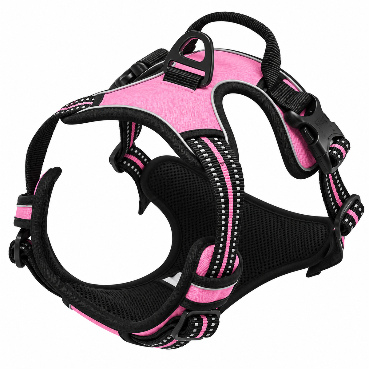 Reflective no pull dog harness in pink