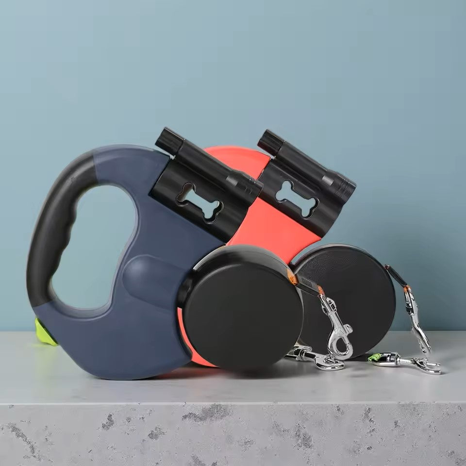 Retractable double dog leash with LED light, image 3 of 9