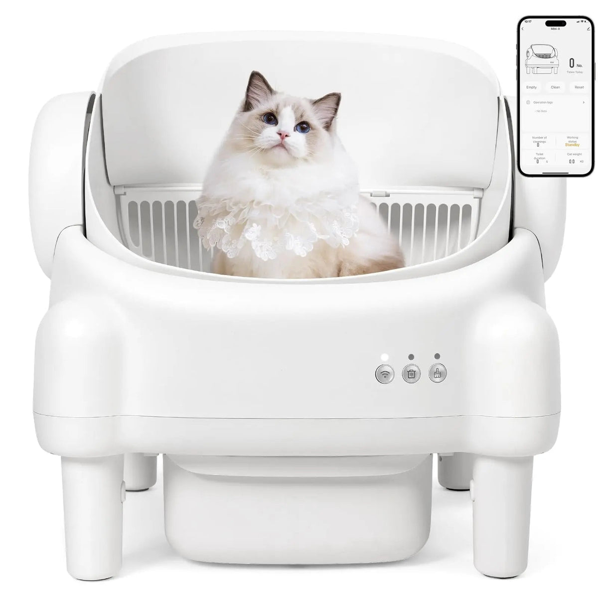 Open-top self-cleaning litter box with app control, image 2 of 10