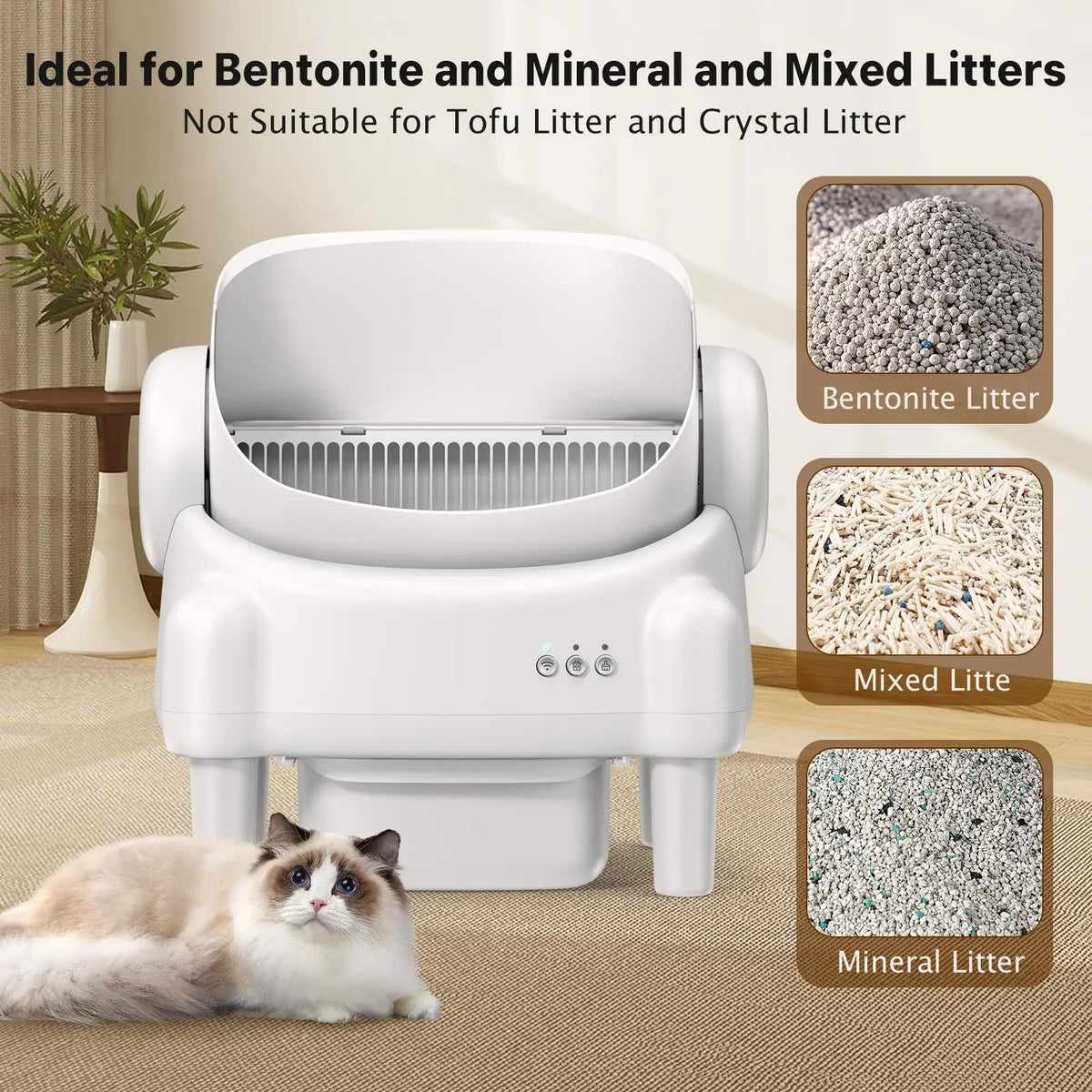 Open-top self-cleaning litter box with app control, image 8 of 10