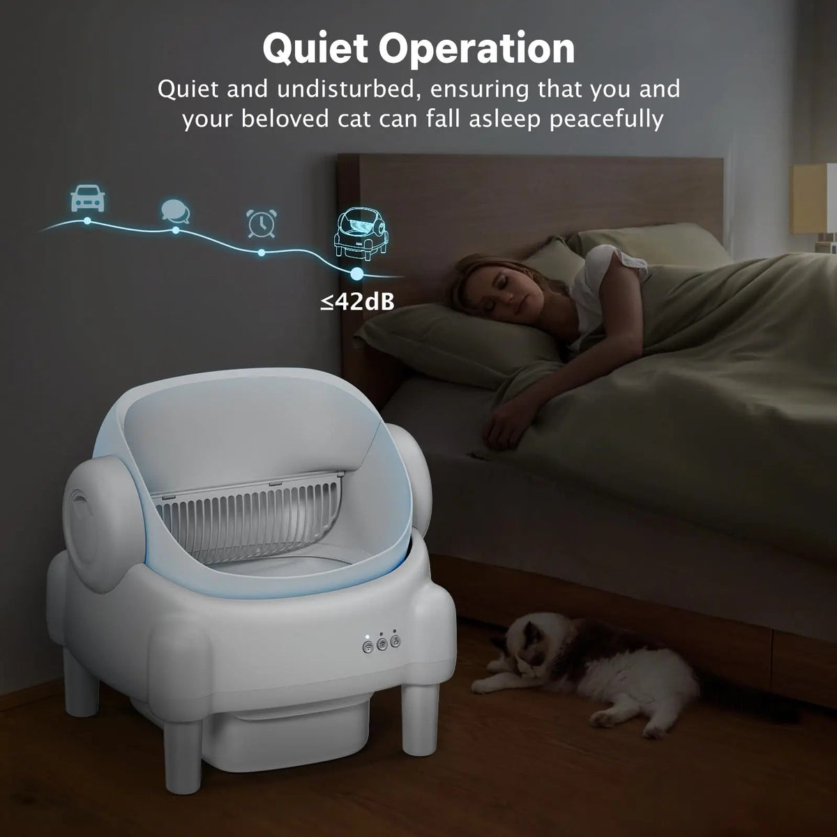 Open-top self-cleaning litter box with app control, image 9 of 10