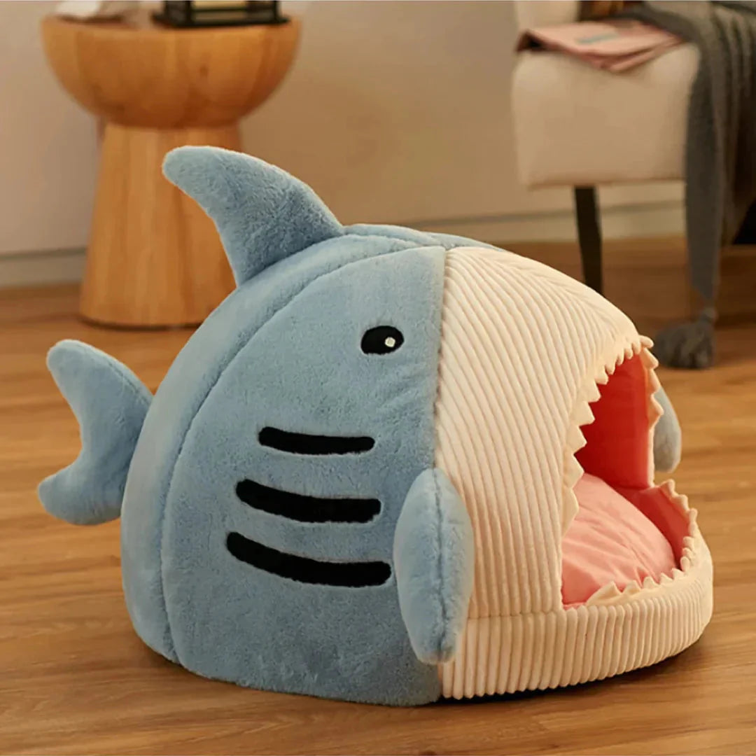 Plush shark pet bed for dogs and cats, image 10 of 12