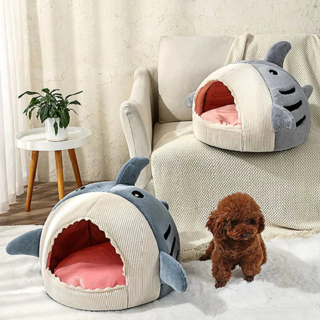 Plush shark pet bed for dogs and cats, image 5 of 12