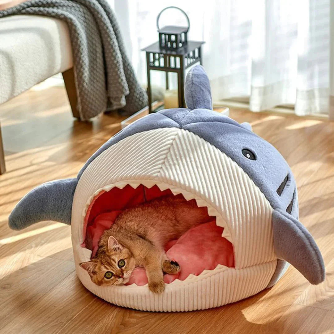 Plush shark pet bed for dogs and cats, image 7 of 12