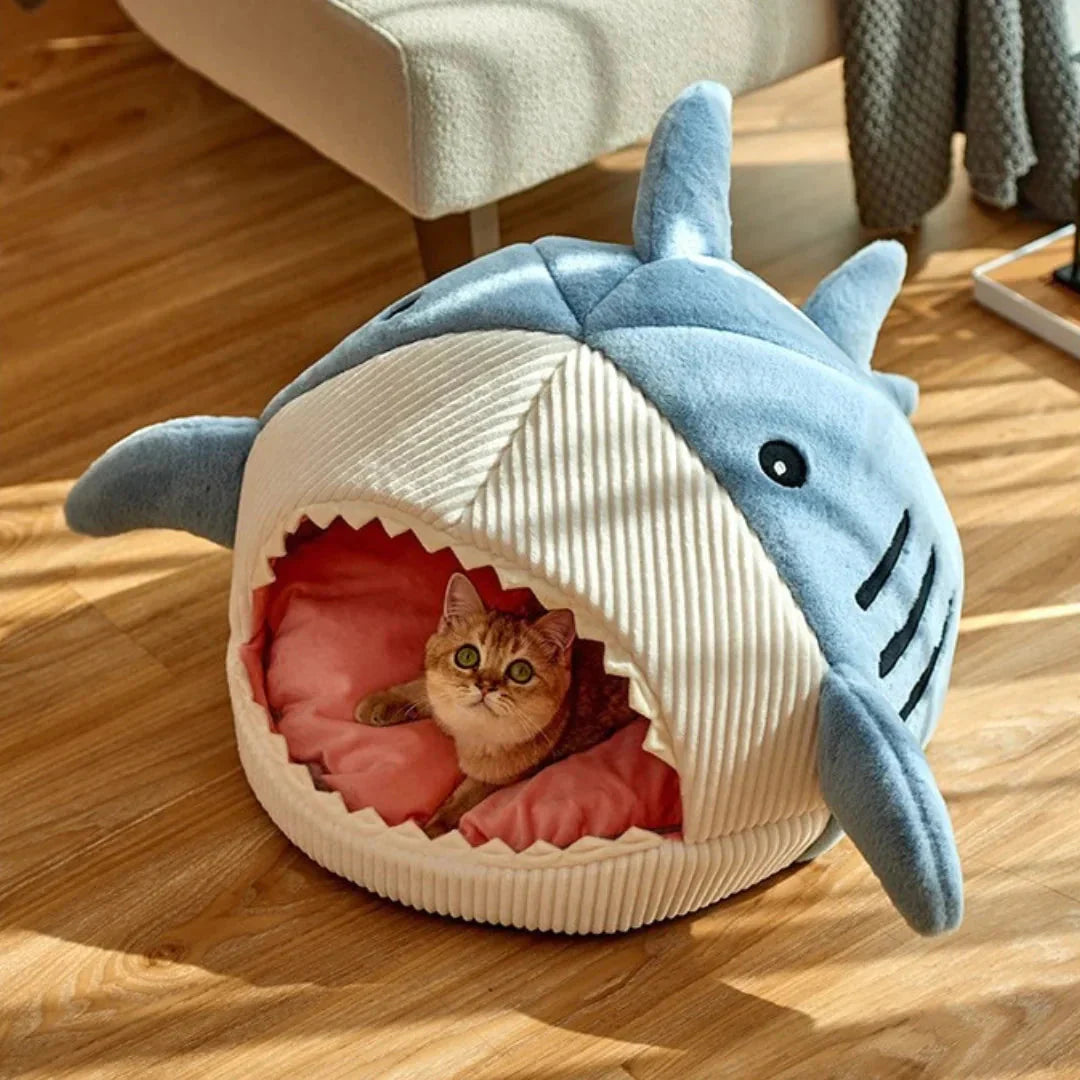 Plush shark pet bed for dogs and cats, image 8 of 12