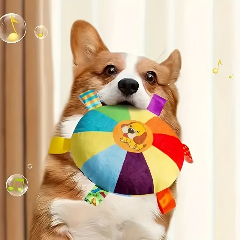 Colorful squeaky plush disc dog toys, 2 pack, image 7 of 7