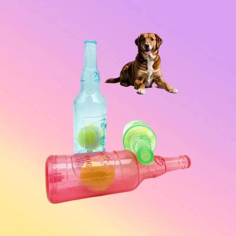 Squeaky tennis ball bottle dog chew toy, image 2 of 9