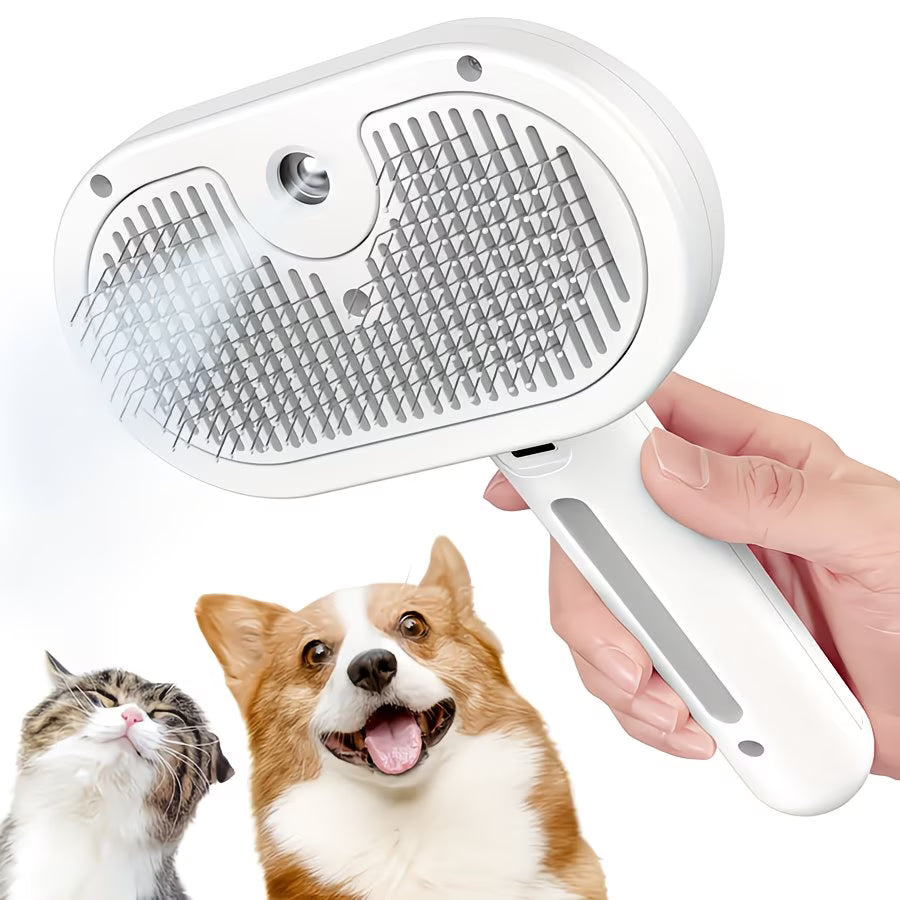 3-in-1 steam pet hair remover and deshedding brush for dogs and cats