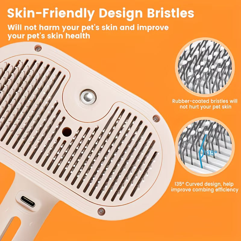 3-in-1 steam pet hair remover and deshedding brush for dogs and cats, image 6 of 8