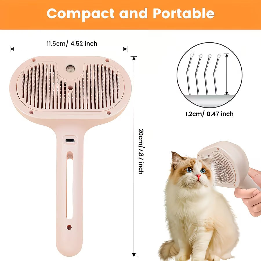 3-in-1 steam pet hair remover and deshedding brush for dogs and cats, image 7 of 8