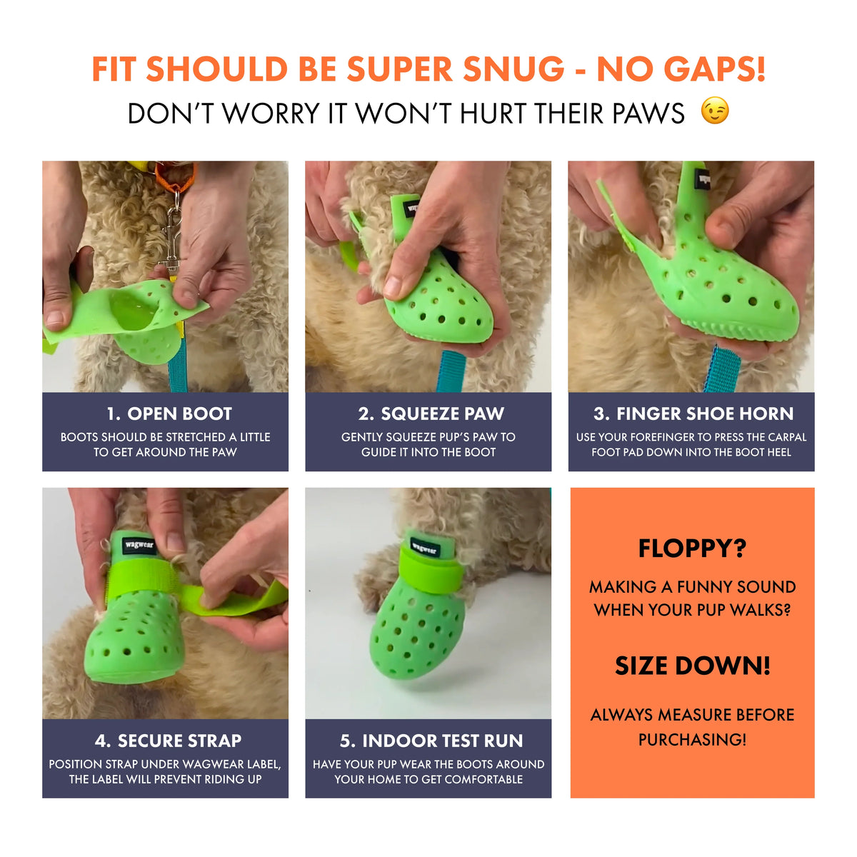 WagWellies Mojave dog boots in neon orange, image 8 of 10