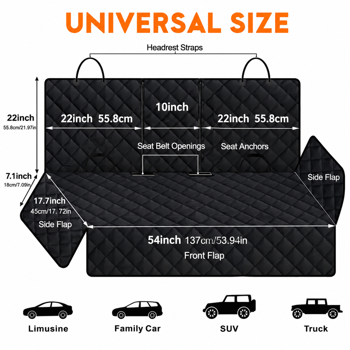 Waterproof dog car seat cover with middle armrest access, image 3 of 5